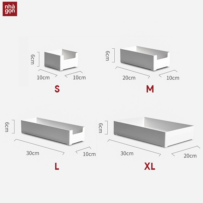 Bộ Khay Chia Ngăn Kéo Tủ Nhiều Size 03 dễ sử dụng gọn gàng nhựa bền - NHÀ GỌN KHÔNG CẦN DỌN