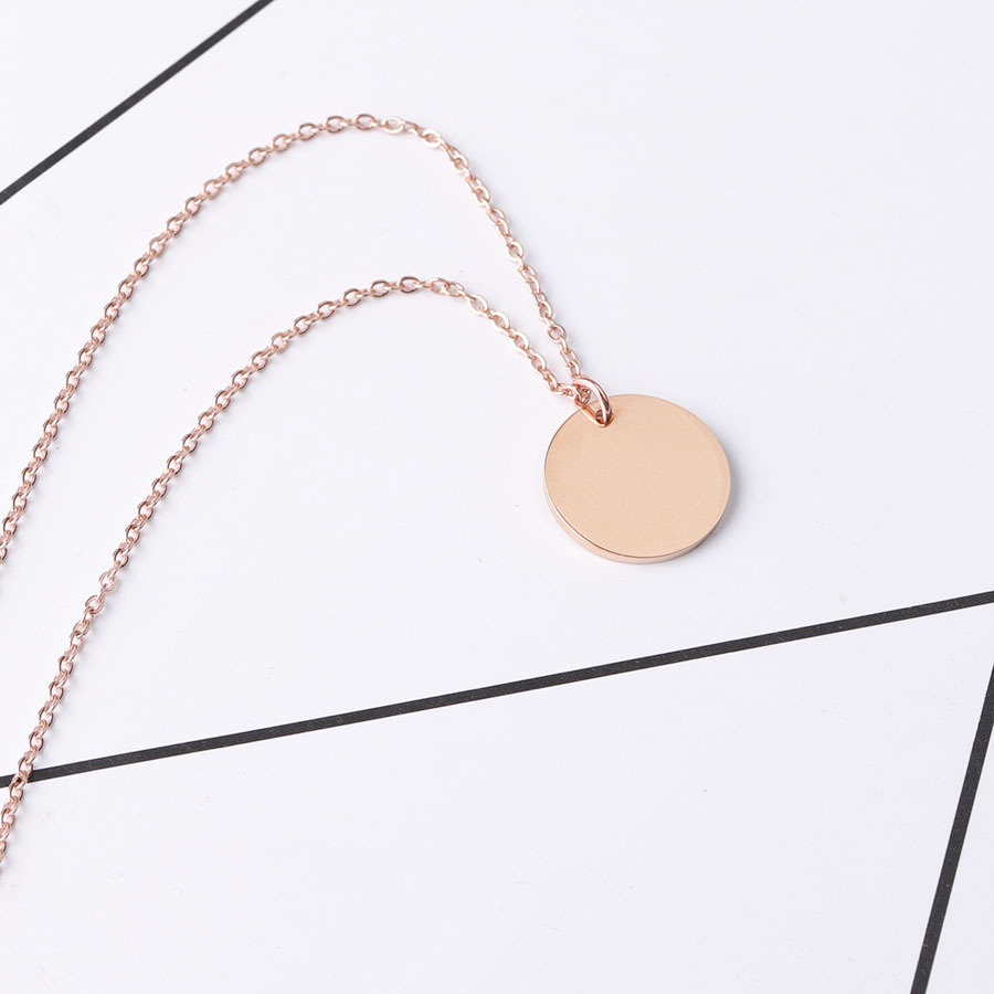 ECGIFT NE001 Vòng cổ Mặt Tròn Khắc Tên Khắc vòng cổ mặt tròn tùy chỉnh Thép không gỉ cao cấp cho phụ nữ