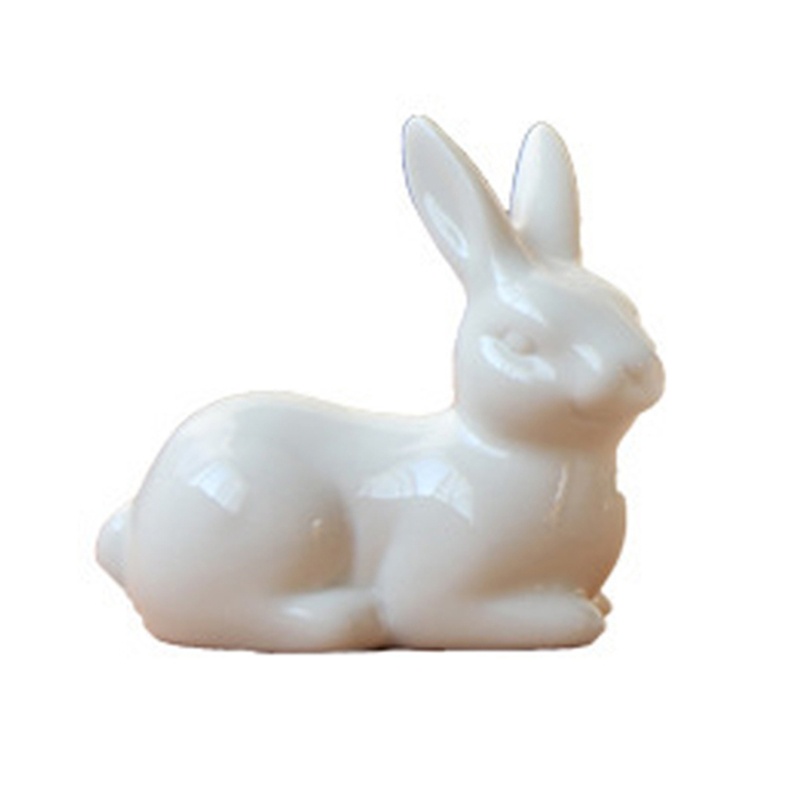 Tượng hình con thỏ bằng sứ màu trắng tinh khiết dùng trang trí nhà cửa #6