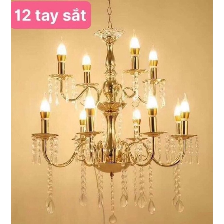 Đèn chùm 8 tay và 12 tay sắt