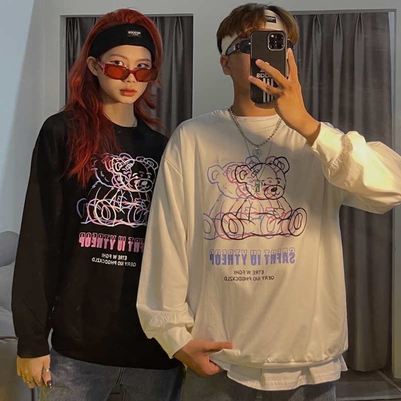 Áo phông dài tay gấu 9085 🌸[FREESHIP]🌸 Áo form rộng 1969 | BigBuy360 - bigbuy360.vn