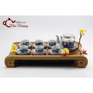 Ấm chén Bát Tràng_Bộ bình trà vung lõm vàng kim