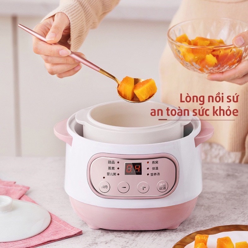 Nồi Nấu Cháo Chậm Hầm,Ninh Đa Năng Lòng Sứ Dung Tích 1L Siêu Tiện Lợi