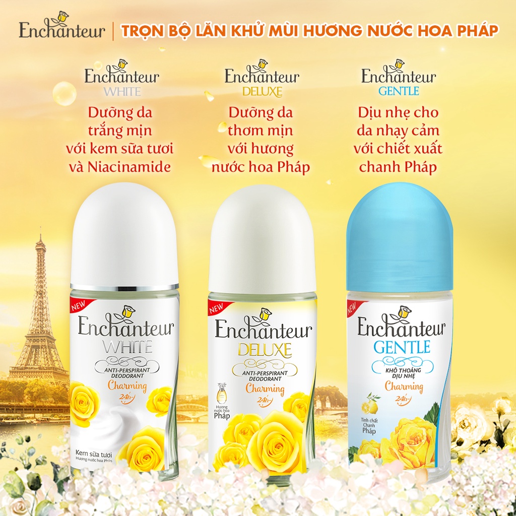 Lăn khử mùi hương nước hoa Enchanteur Charming/ Sensation/ Delightful/ Romantic/ Magic 50ml