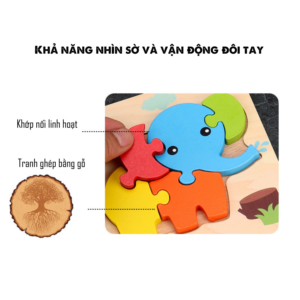 Đồ chơi ghép hình gỗ nổi 3D bằng gỗ thông minh -  Giáo cụ Montessori nhiều chủ đề giúp bé phát triển trí tuệ (3d màu )