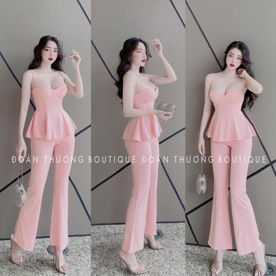 TBO-Set Bộ Hai Dây Quần Ống Rộng Có Mút (Kèm Video Hình Thật) trắng, đỏ, đen, hồng thời trang dự tiệc TASA