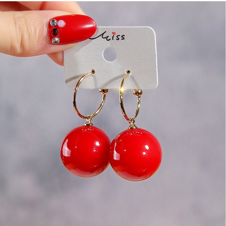 Bông Tai Hình Tròn Đính Ngọc Trai Lấp Lánh Phong Cách Hàn Quốc Mới Cho Nữ