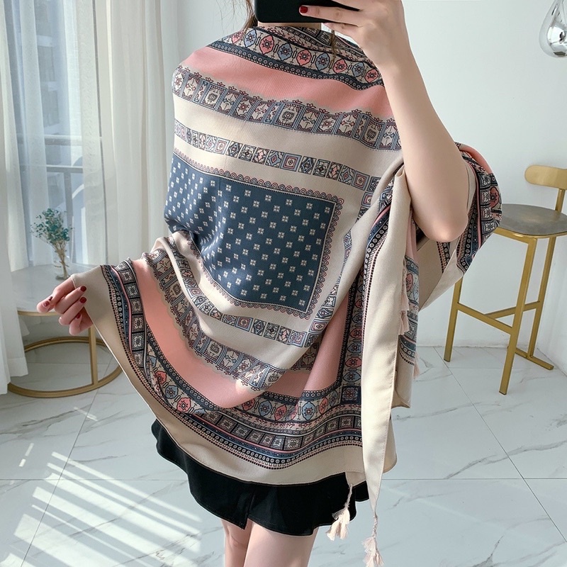 Khăn Thổ Cẩm Đi Du Lịch Đi Biển Phong Cách Boho Vintage Hàng Loại 1