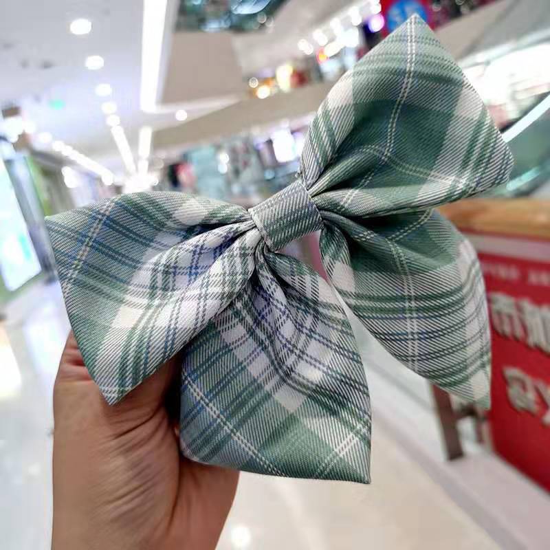 Kẹp tóc nơ họa tiết caro phong cách Hàn Quốc