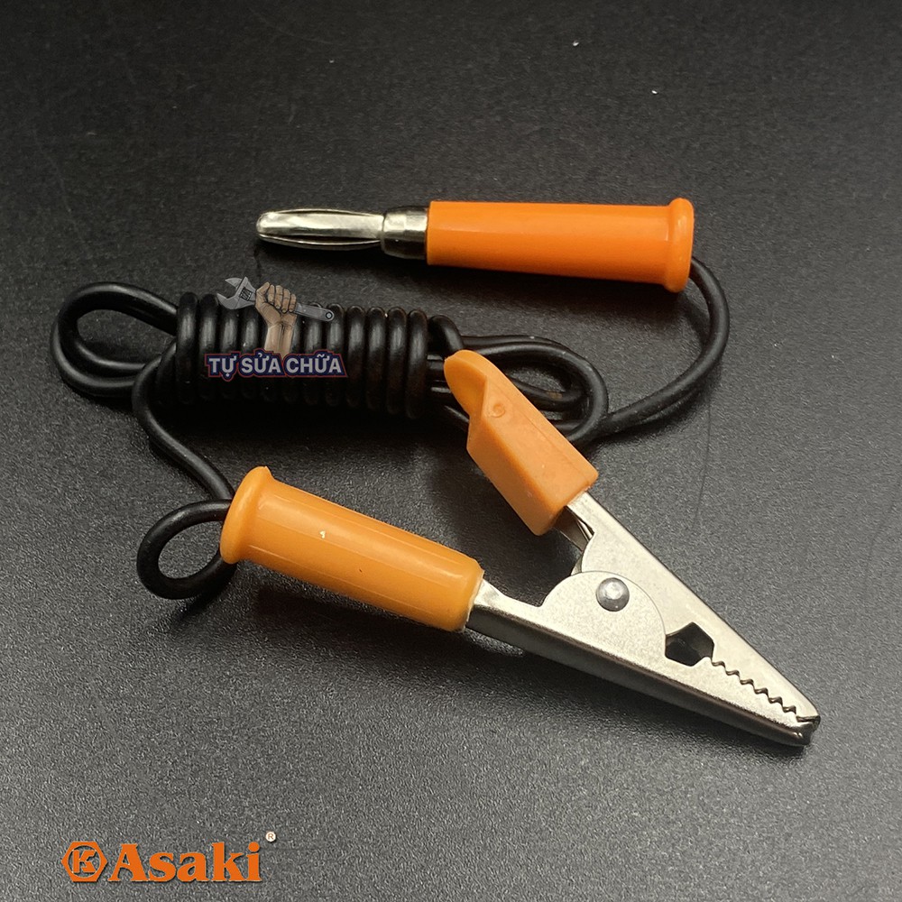 Bút thử điện Asaki AK-9063 chuyên đo dòng điện 1 chiều DC có đèn Led hiển thị và có dây kẹp đi kèm