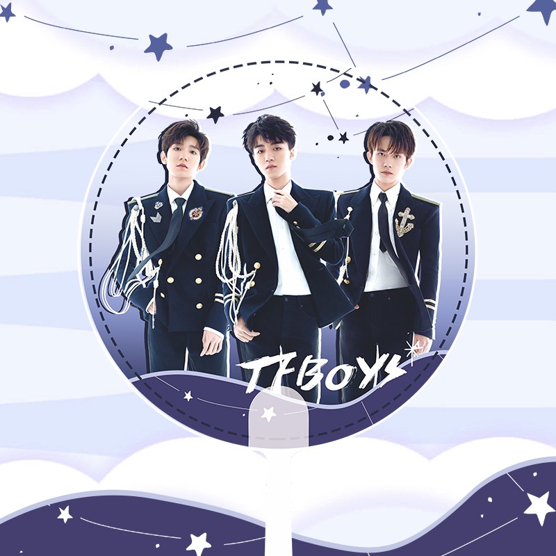 Quạt cầm tay trong suốt in hình thành viên nhóm nhạc TFboys cho fan