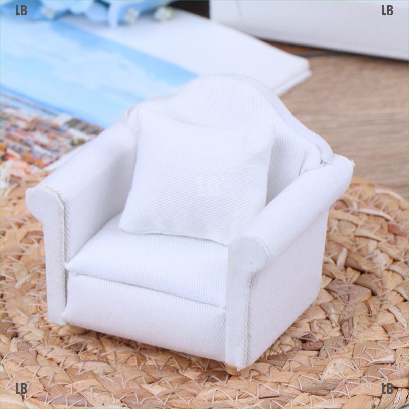 Ghế Sofa Màu Trắng Cỡ 1 / 12 Kèm Gối Tựa Lưng Trang Trí Nhà Búp Bê