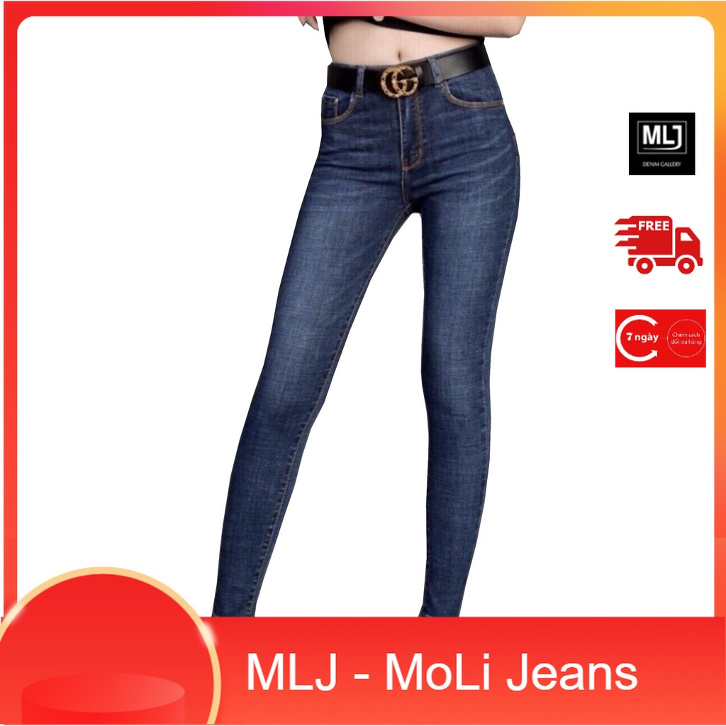 Nhập WAMS8 giảm 15%_ Quần jean dài cơ bản, co dãn mạnh, lưng cao, tua lai 1932