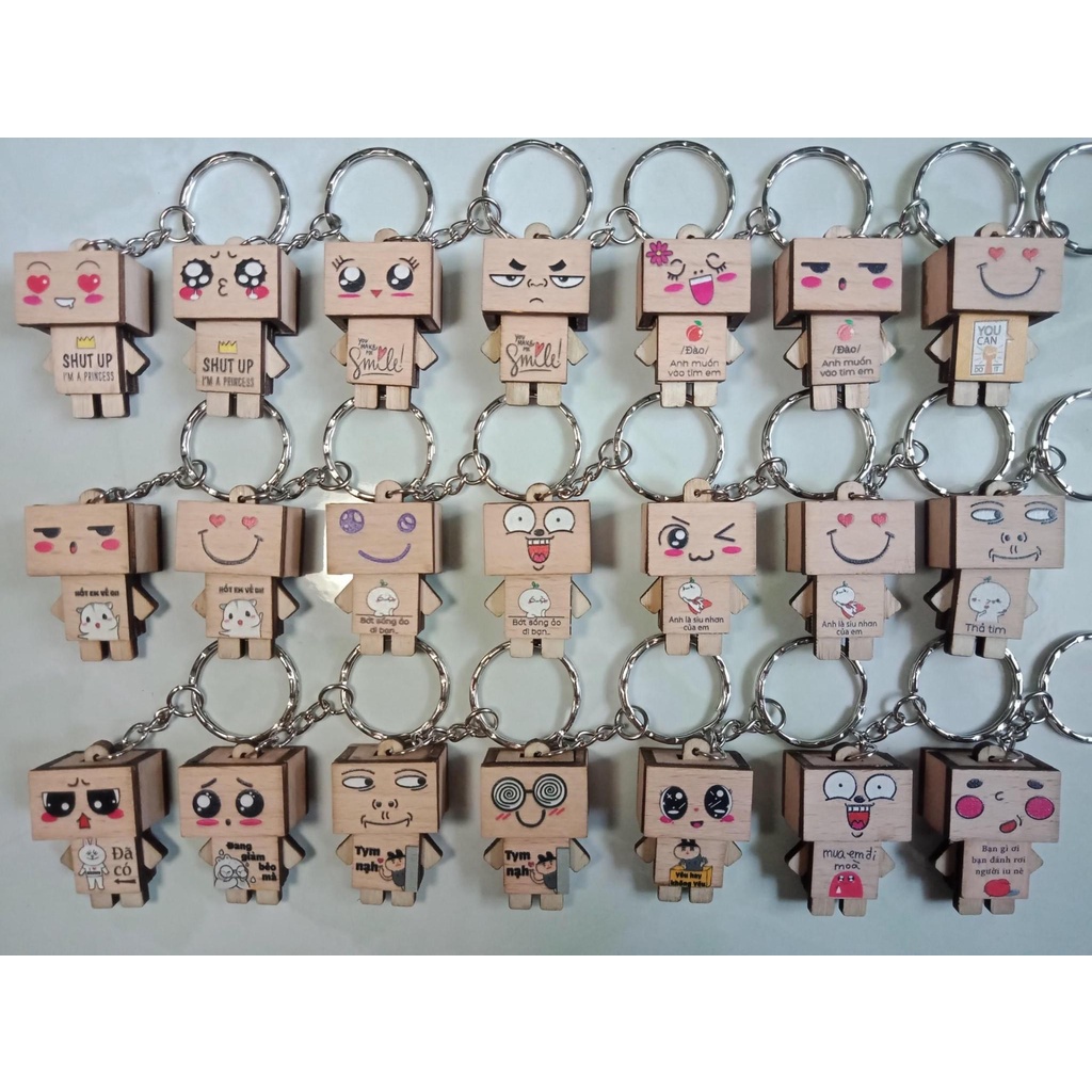 Móc khóa Danbo những câu trendy bằng gỗ dễ thương