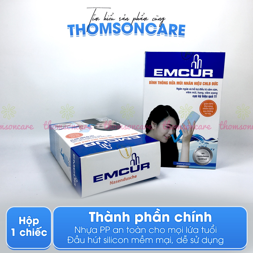 Bình rửa mũi Emcur vệ sinh thông mũi xoang, công nghệ Đức dùng được cho cả trẻ em và người lớn