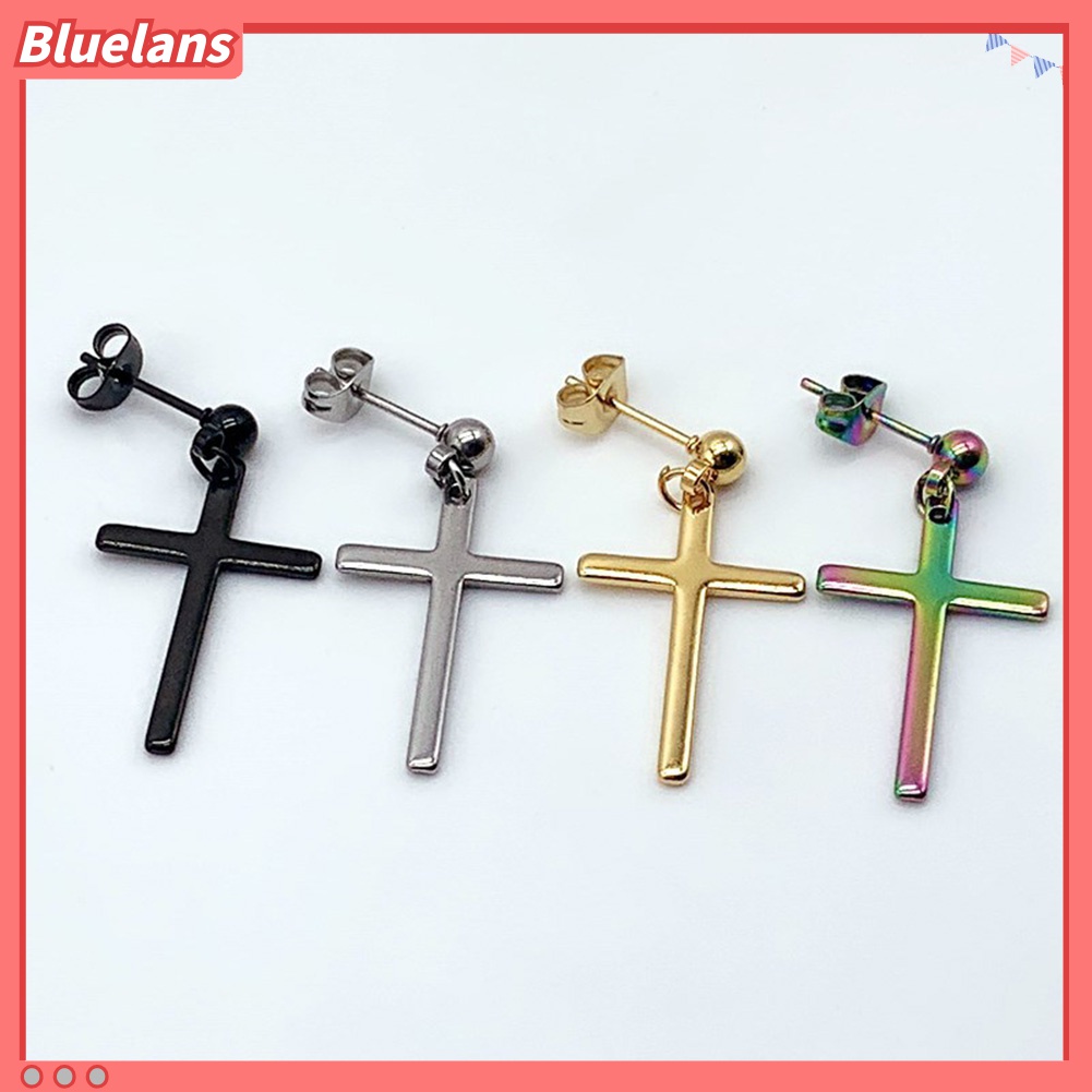 Đôi Bông Tai Hình Thánh Giá Bằng Thép Không Gỉ Cho Nữ