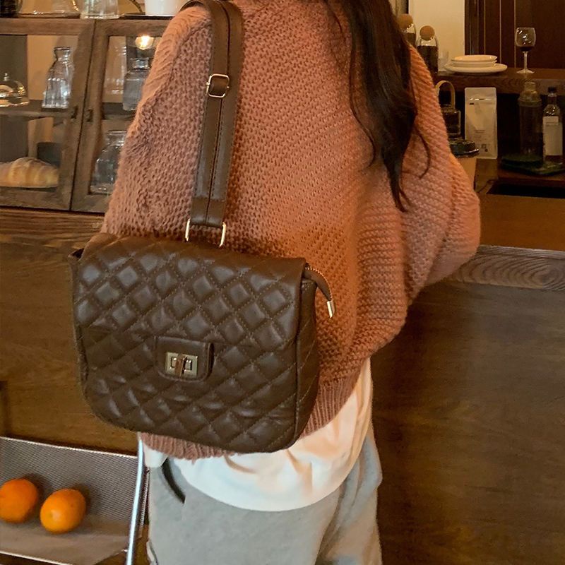 Ba Lô Đeo Vai Một Bên Vai Thiết Kế Kim Cương Phong Cách Preppy Phong Cách Mới