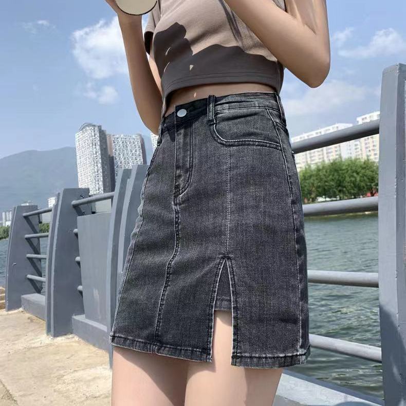 Chân váy jean Ngắn Lưng Cao Dáng Ôm Thời Trang Mùa Hè Hàng Mới 2022 Dành Cho Bạn Nữ