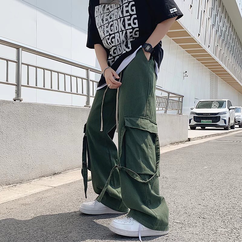 cargo pants thời trang quần kaki unisex from rộng quần ống suông phong cách Hàn Quốc Quần ống rộng chất đũi cao cấp trẻ tuổi quần kaki nữ retro quần túi hộp
