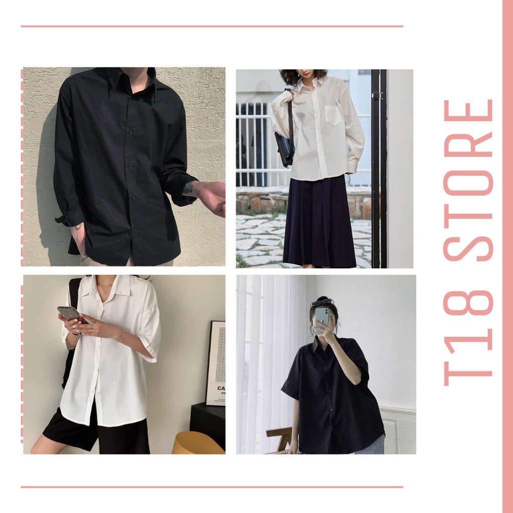 Áo sơ mi nữ kiểu công sở đẹp form rộng tay ngắn T18 STORE SM04