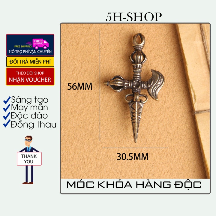 Móc khóa đồng thau tượng hình thập tự chinh cực đẹp may mắn độc đáo lạ phong cách bền bỉ đẹp.5H