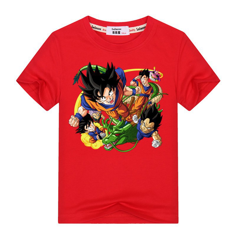 Áo thun cotton in hình  Son Goku Dragon Ball ngộ nghĩnh thời trang mùa hè cho bé trai
