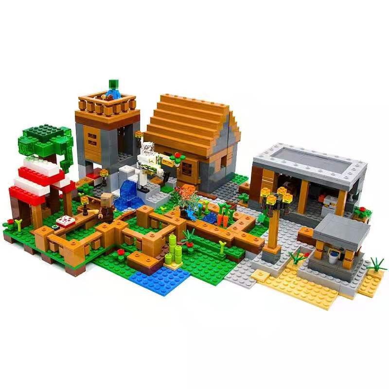 Đồ chơi Xếp hình Mô hình Minecraft my world 18010 the Village Xếp hình ngôi làng 1106