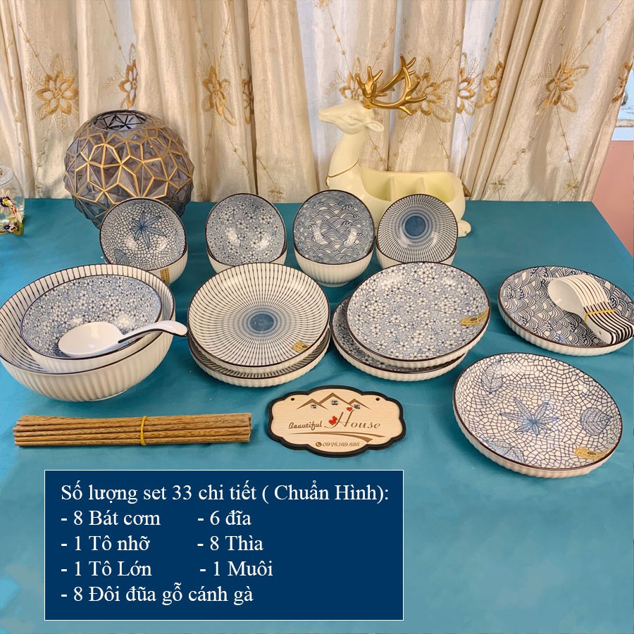 Bộ Bát Đĩa Cao Cấp [32-33 MÓN] - Bộ Bát Phong Cách Nhật Bản - BA08