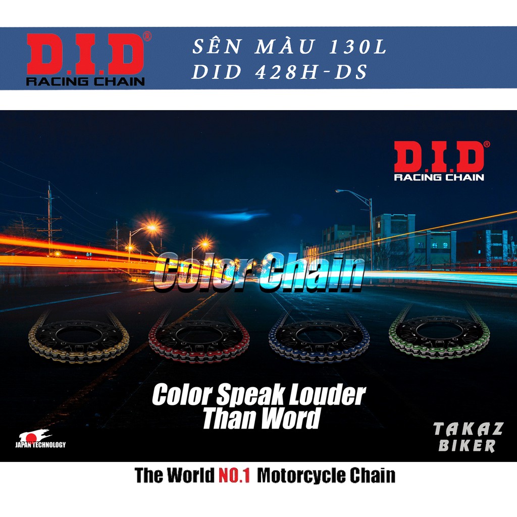 B2  Sên DID 428HDS 122L Exciter, Winner, Raider Metalic Màu Đỏ hoặc Xanh