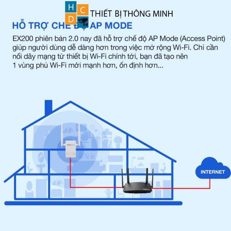 Repeater kích sóng wifi chuẩn N 300Mbps TOTOLINK EX200_V2