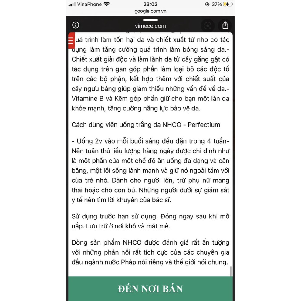 Viên uống trắng da NHCO - Perfectium mờ thâm, giảm tàn nhang hàng Pháp