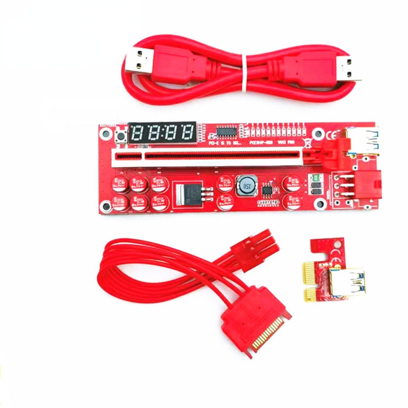 V013 PRO 1X PCI-E X16 PCIE Riser Full Red GPU 6Pin Adapter Cáp USB3.0 PCI Express Riser Card