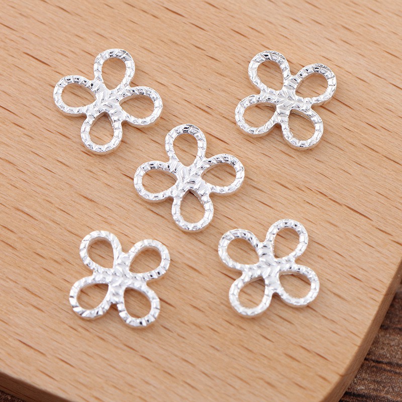 5 phiến treo đúc hoạt tiết hoa 4 cánh 10mm nguyên liệu làm trâm làm trang sức cổ trang cosplay cổ phục có màu KC