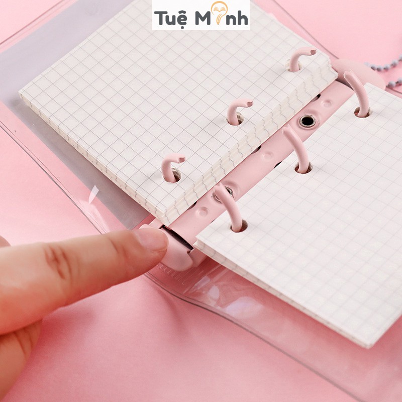 Sổ còng mini 3 chấu màu Pastel bìa nhựa dẻo 6x8cm, ruột thiết kế layout nhiều mẫu