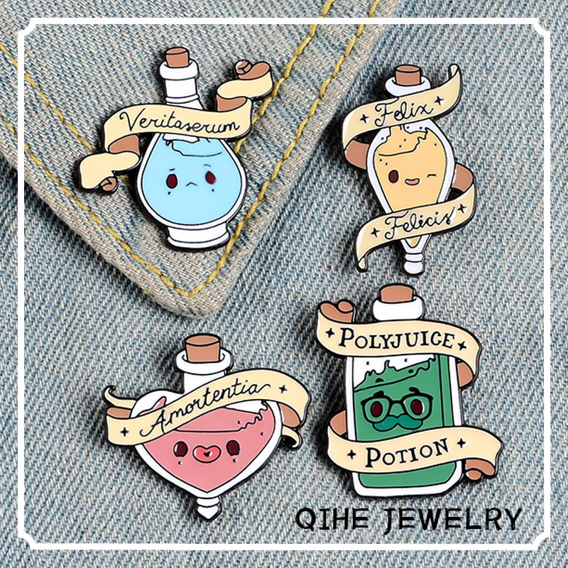 Ghim cài áo QIHE JEWELRY tráng men họa tiết hoạt hình ngộ nghĩnh