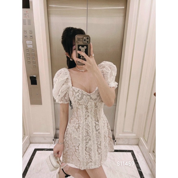 ĐẦM REN CÚP TAY PHỒNG 2 LỚP (Sản Phẩm &amp; Video 100% makeby shop)