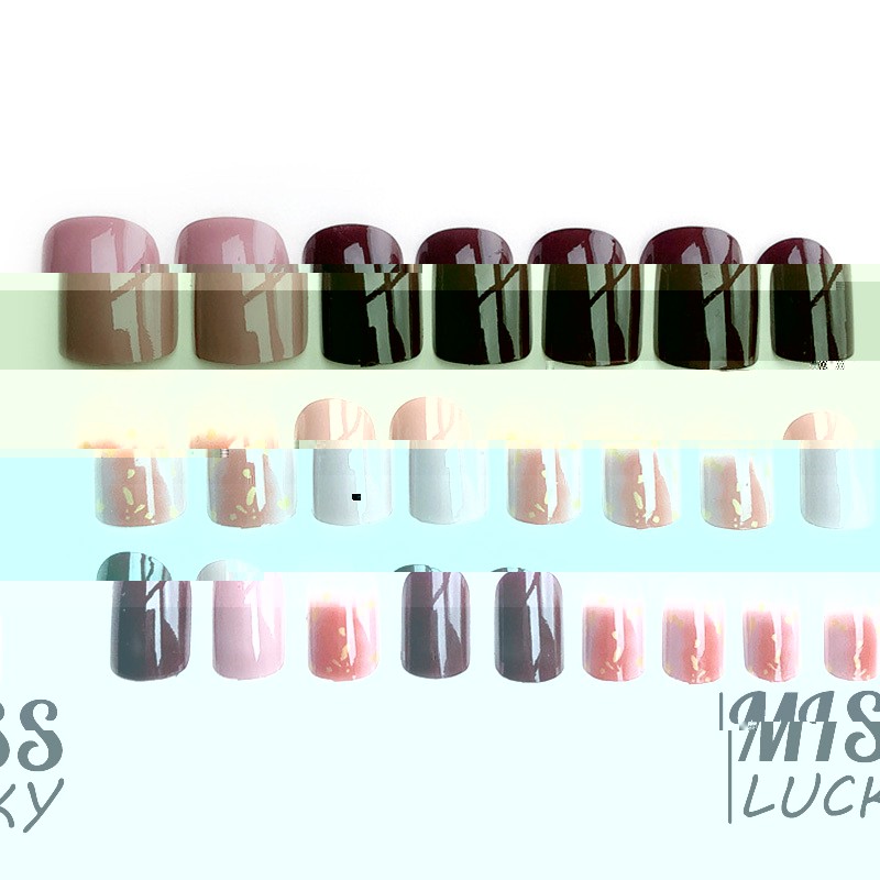 ❤Bộ Móng Tay Giả Dán Trang Trí Nhiều Màu Sắc Phong Cách Hàn Quốc