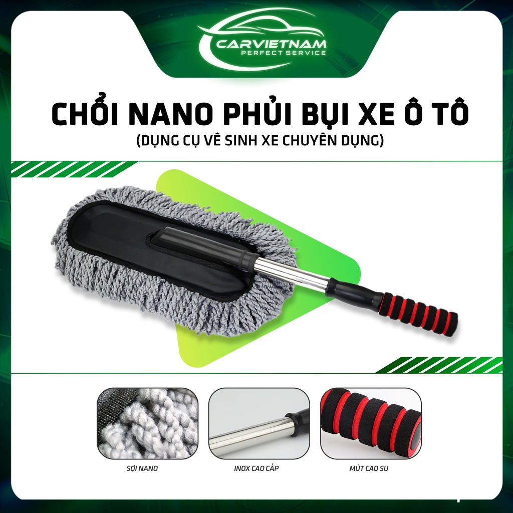 Chổi Nano Lau, Rửa Xe Ô Tô Chuyên Dụng, Cán Kéo Dài - Chổi Phủi Bụi Xe Hơi Đa Năng, Sợi Dầu Siêu Mịn