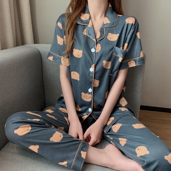 Bộ Đồ Ngủ Tay Ngắn Bằng Cotton Họa Tiết Da Báo Thời Trang Dành Cho Nữ