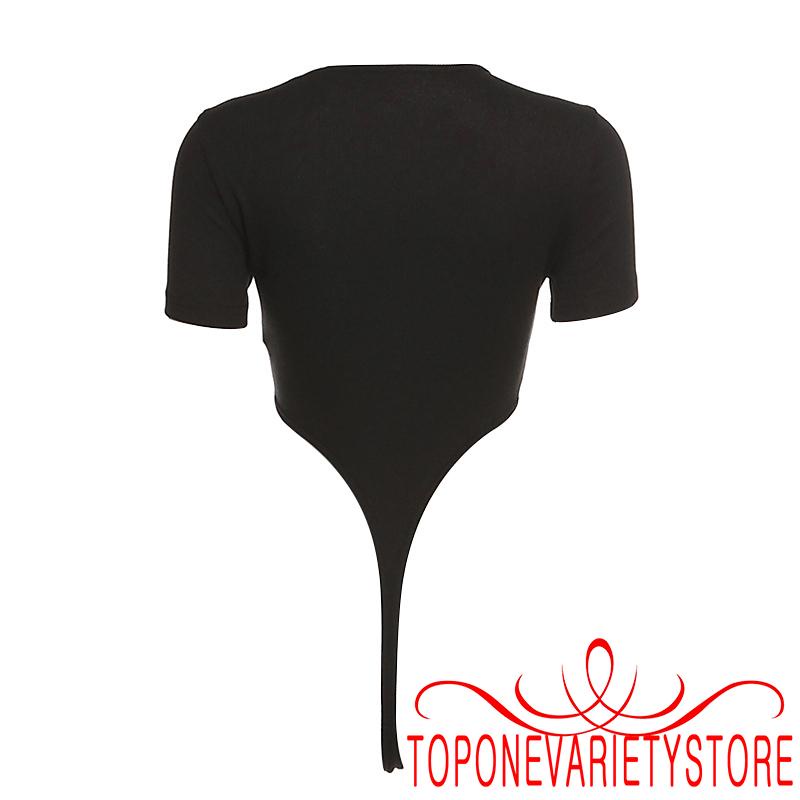 TOPQ-Women Hollow Out Short Sleeve Cross Metal Chain One-Piece Leotard Korean Style Bodysuits | BigBuy360 - bigbuy360.vn