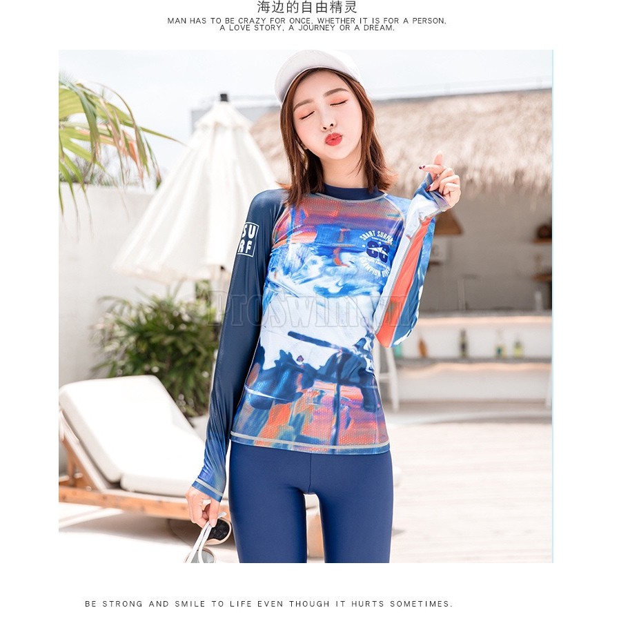 Áo Bơi Dài Tay Nữ Sbart D168 Xanh | BigBuy360 - bigbuy360.vn