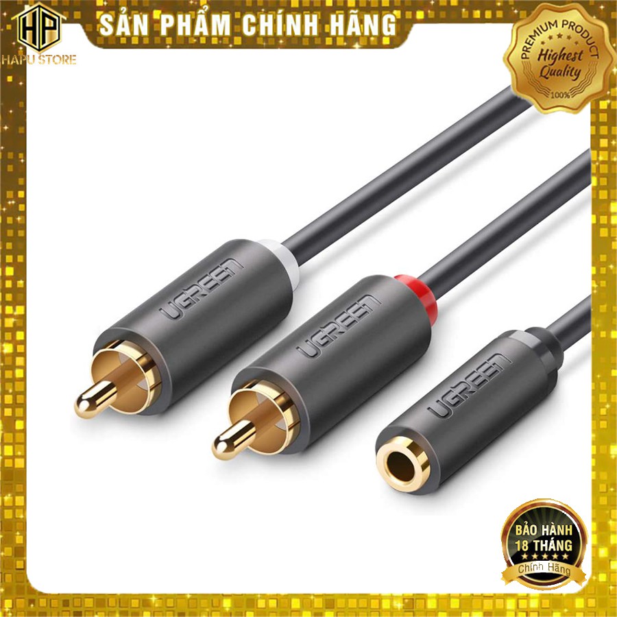 Cáp Audio 3.5mm Âm Ra 2 RCA Dương Ugreen 10561 dài 20cm chính hãng - Hapustore