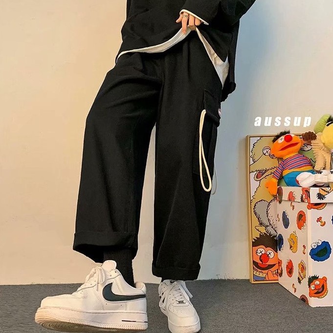 Unisex Quần Túi Hộp Nam Thời Trang Hàn Quốc Quần Ống Rộng Simple Cargo Pants Harajuku Quần Baggy ốNg RộNg
