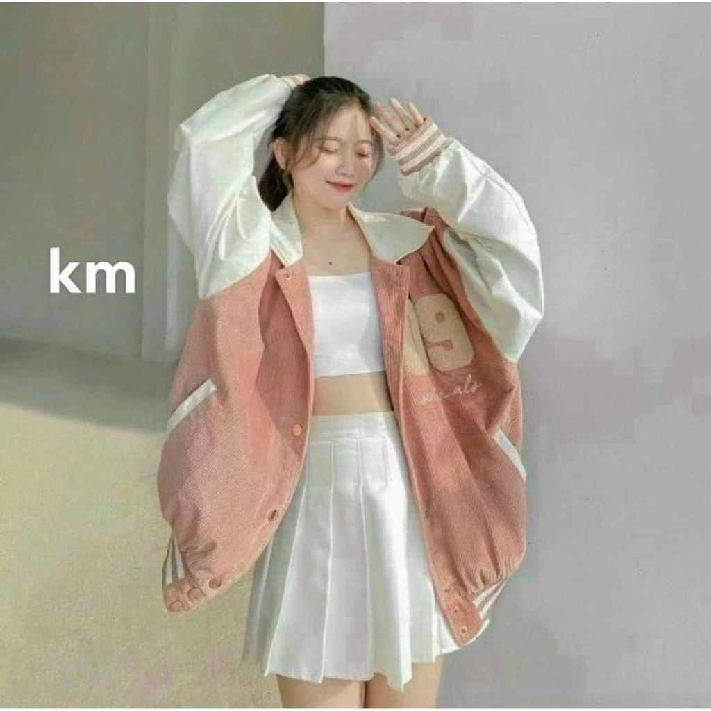 Áo khoác nhung 2 lớp lót dù unisex kiểu bomber logo thêu số "09" phối màu tinh tế siêu đẹp SORA STORE