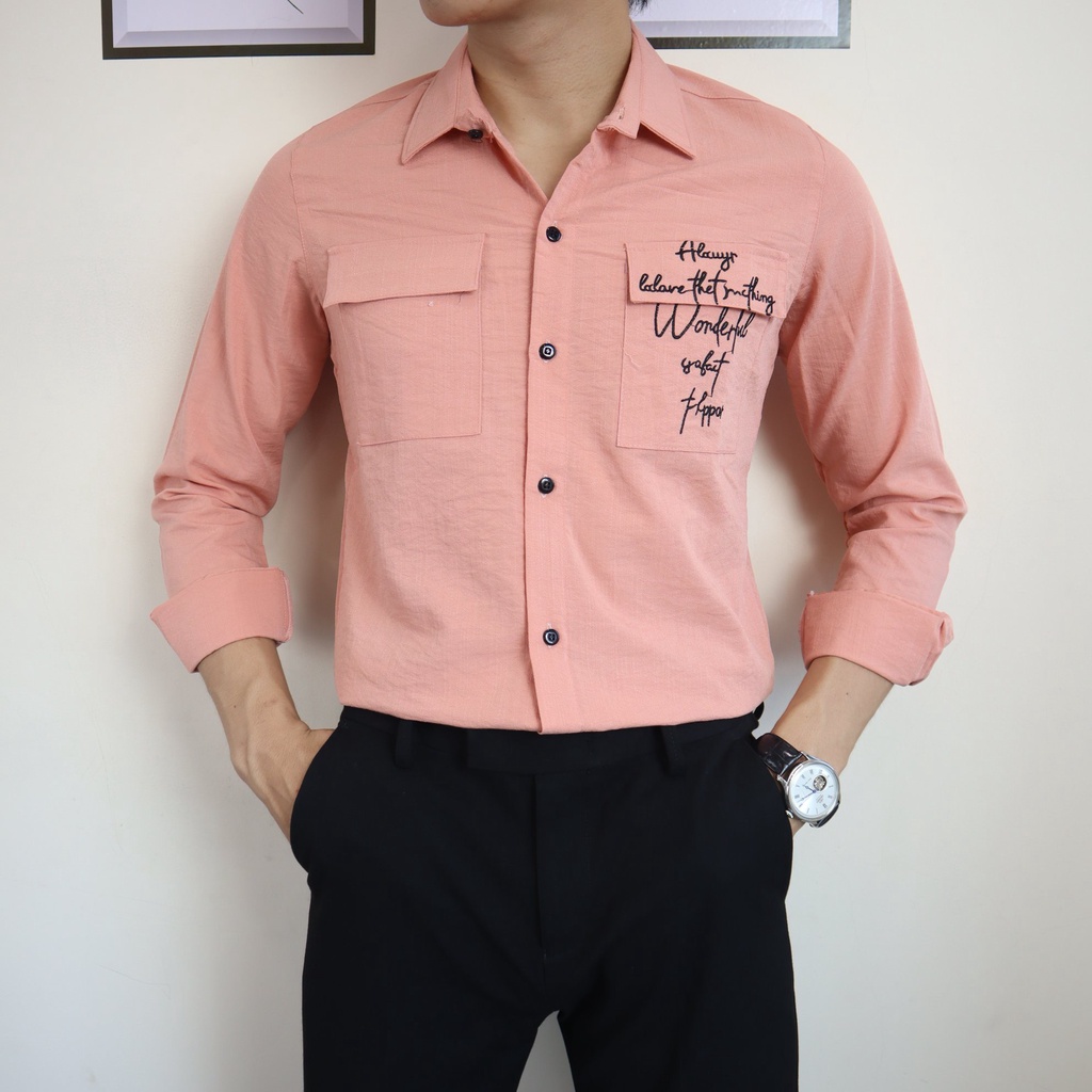 Áo sơ mi nam nữ unisex vải đũi kiểu dáng Hàn Quốc hợp thời trang nam tính dễ phối đồ | BigBuy360 - bigbuy360.vn