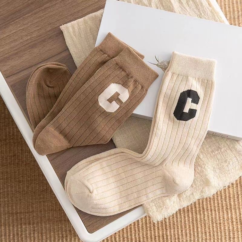 Tất Chân Cao Cổ Chữ C Vớ Hàn Quốc Kiểu Dáng Cá Tính LEMONA