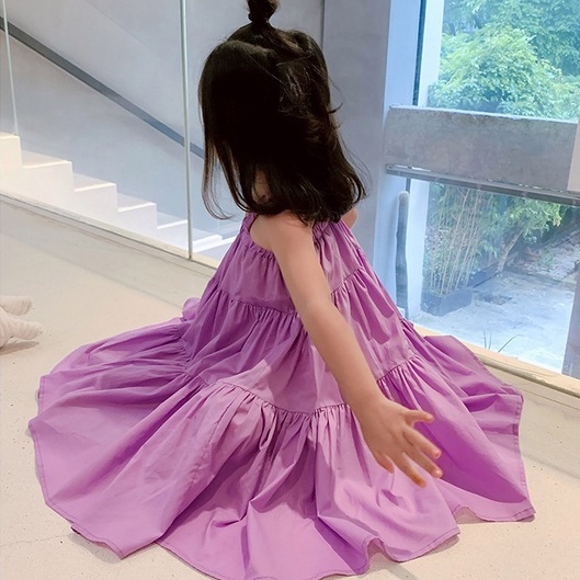 váy cho bé gái Đầm Công Chúa Không Tay Màu Trơn Thời Trang Mùa Hè Hàn Quốc Cho Bé Gái 1-6 Tuổi