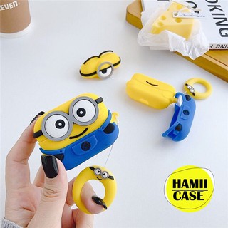 Set vỏ bọc airpod đựng tai nghe airpods1 2 pro hình minion bằng silicon mềm kèm móc khóa heo siêu cưng