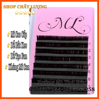 Lông mi khay ml cao cấp dày 0.07 dài 8mm-15mm cong c,cc,d,u chất mi lông chồn đen mềm dễ bắt keo