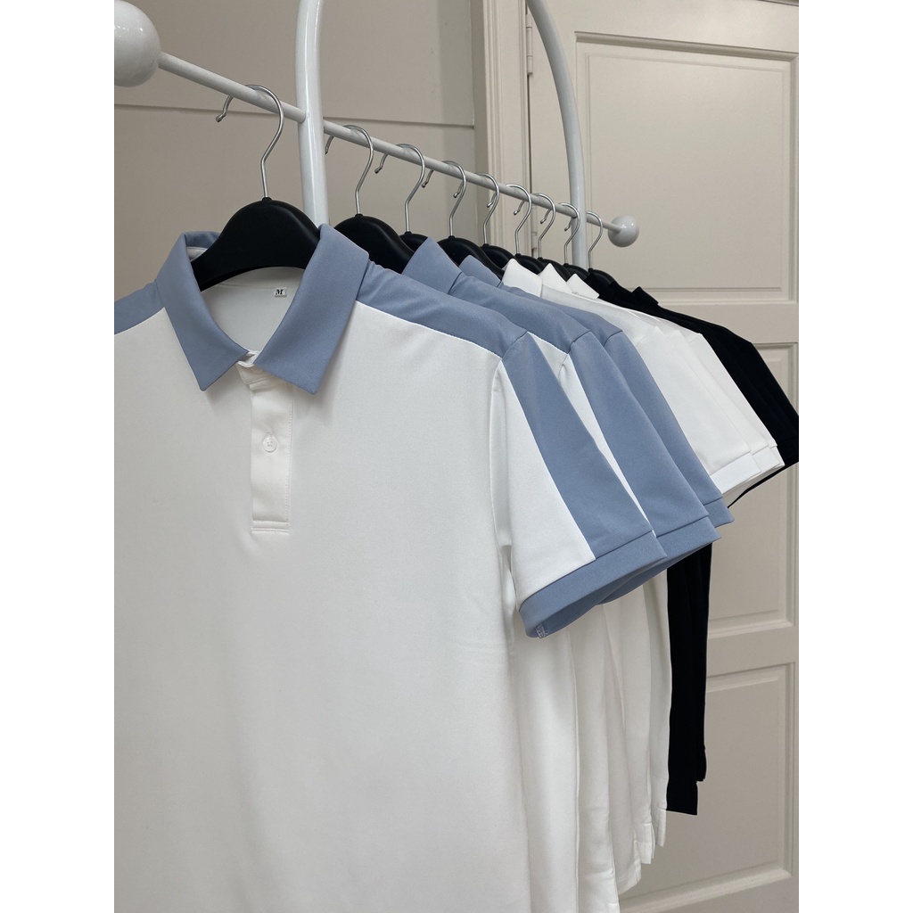ÁO POLO PHỐI MÀU XANH TRẮNG ( có size 80-90kg)